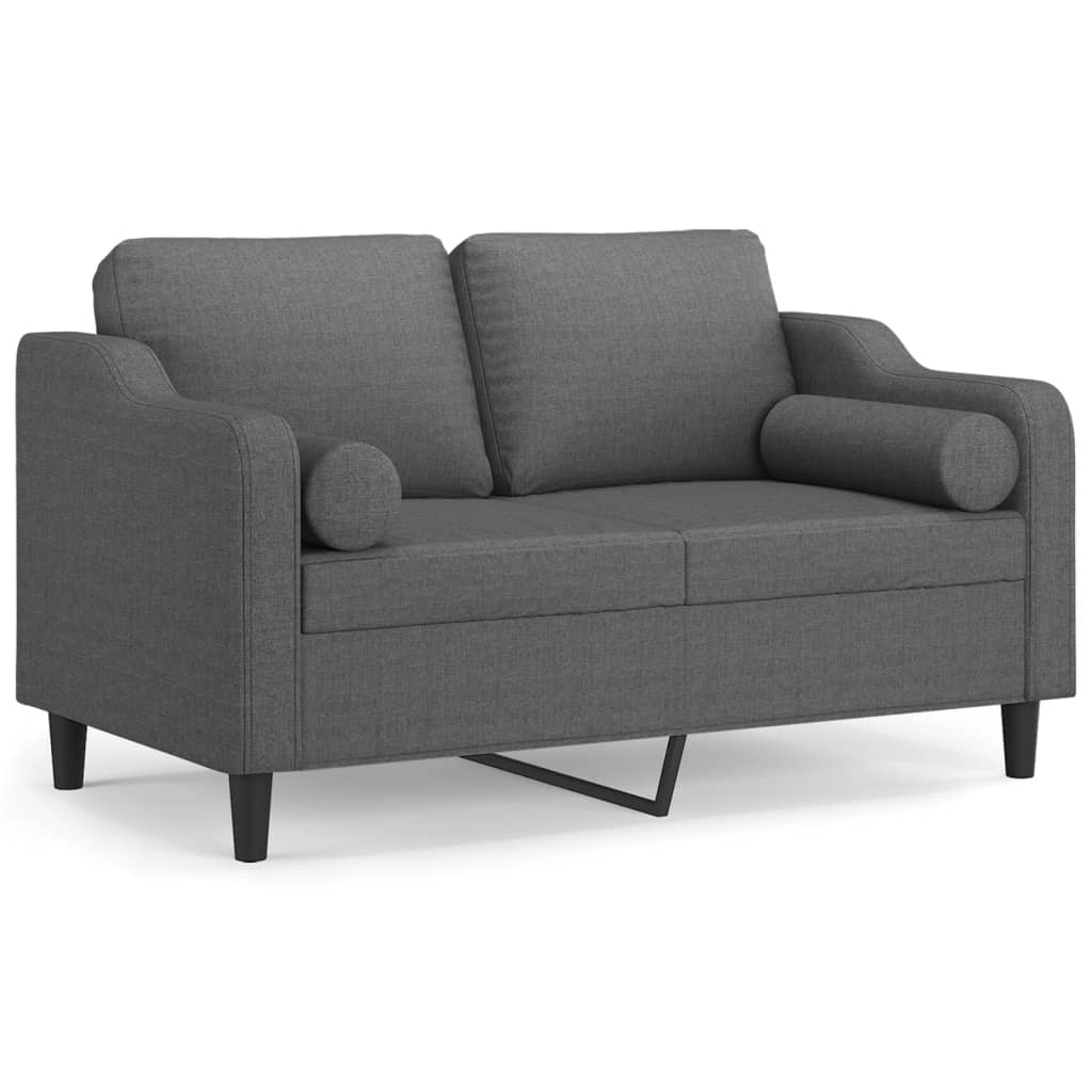 Tweezitsbank Met Sierkussens Stof 120 cm Donkergrijs