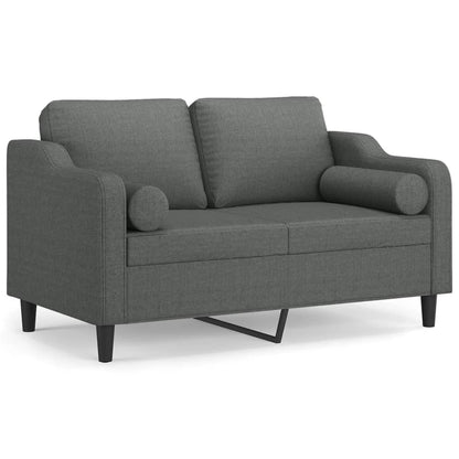 Tweezitsbank Met Sierkussens Stof 120 cm Donkergrijs