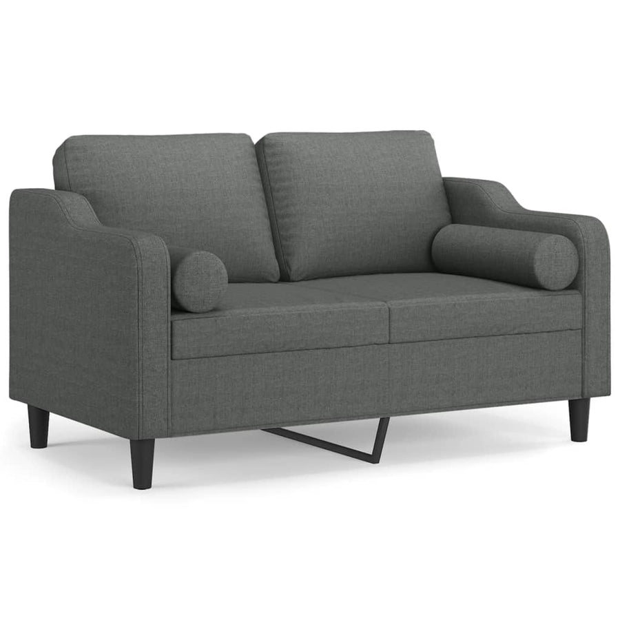 Tweezitsbank Met Sierkussens Stof 120 cm Donkergrijs