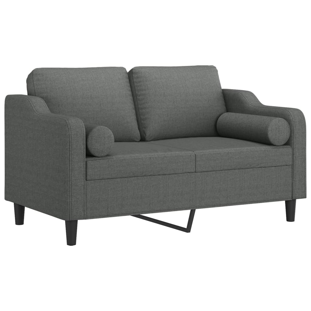 Tweezitsbank Met Sierkussens Stof 120 cm Donkergrijs
