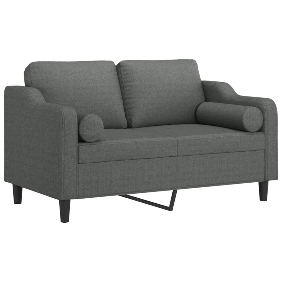 Tweezitsbank Met Sierkussens Stof 120 cm Donkergrijs