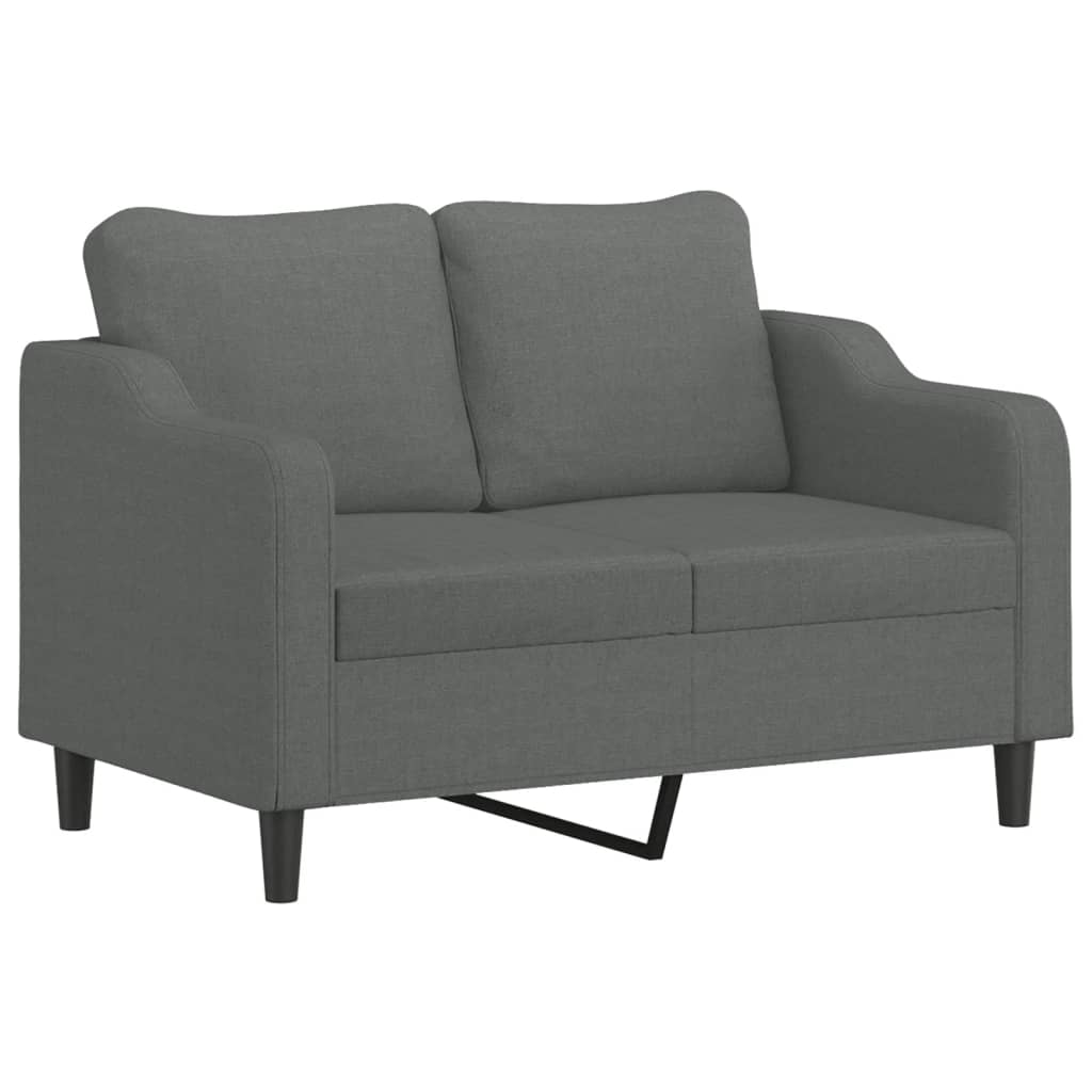 Tweezitsbank Met Sierkussens Stof 120 cm Donkergrijs