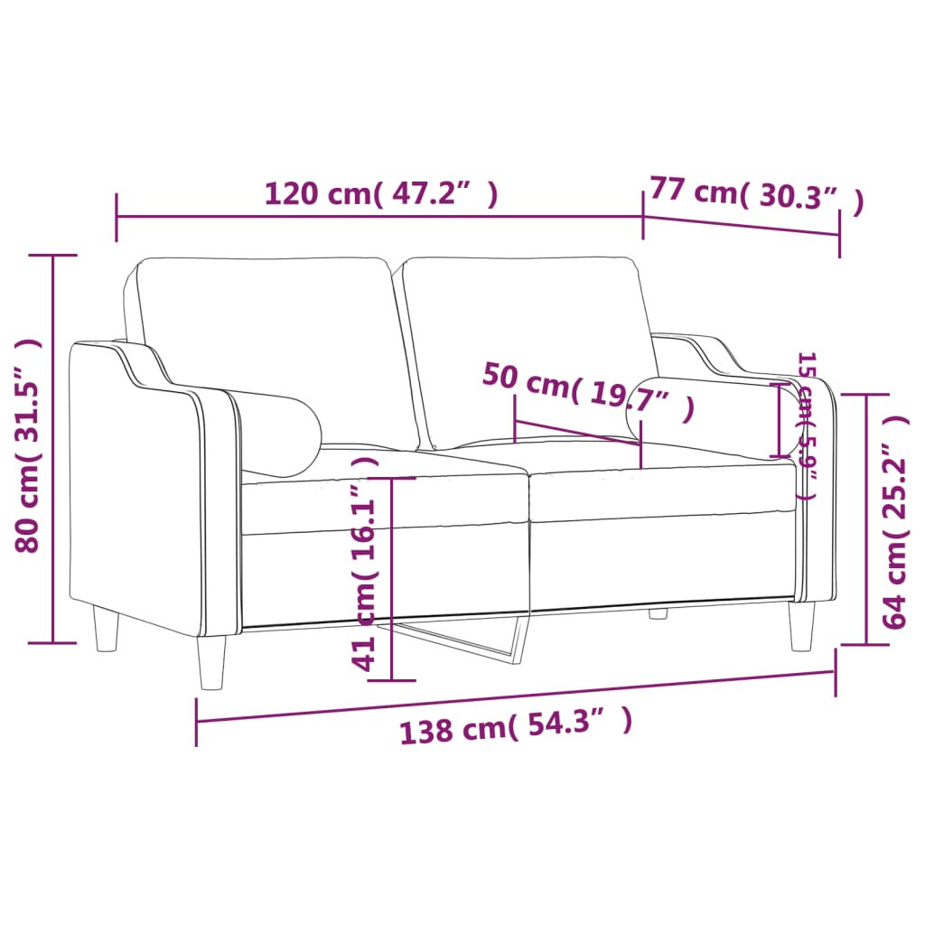 Tweezitsbank Met Sierkussens Stof 120 cm Donkergrijs