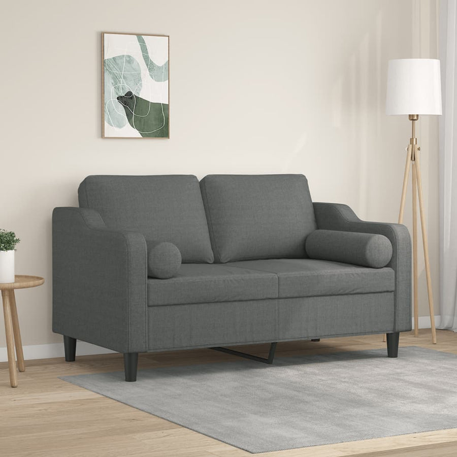 Tweezitsbank Met Sierkussens Stof 120 cm Donkergrijs