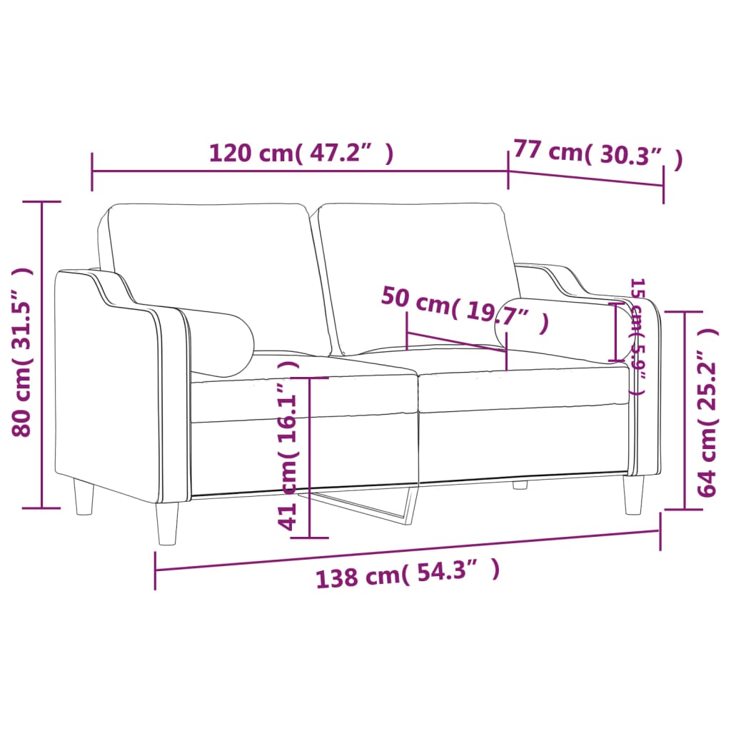 Tweezitsbank Met Sierkussens Stof Kleurig 120 cm Crème