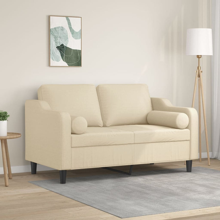 Tweezitsbank Met Sierkussens Stof Kleurig 120 cm Crème