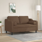 Two-seater sofa with decorative pillows 120 cm fabric brown