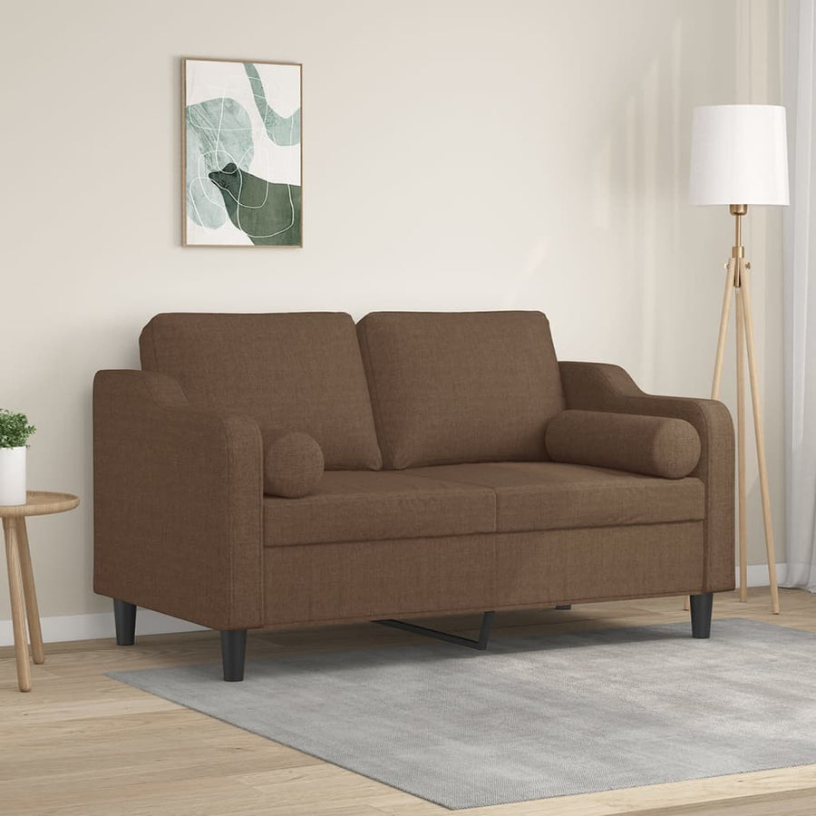 Tweezitsbank Met Sierkussens Stof 120 cm Bruin