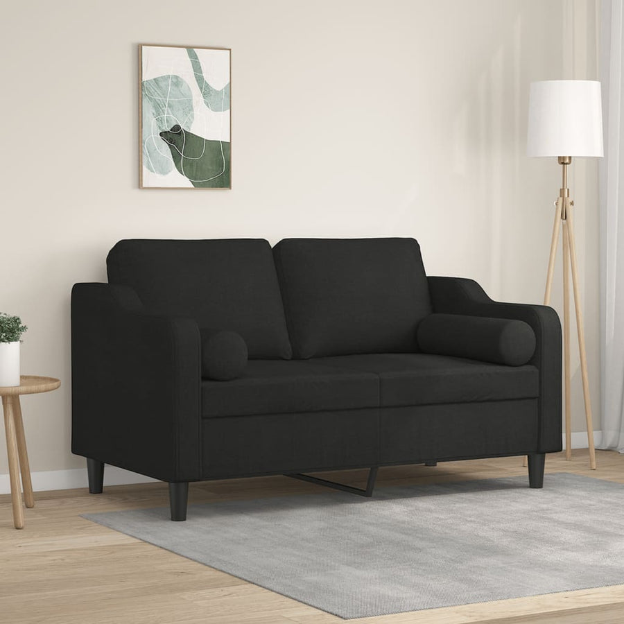 Tweezitsbank Met Sierkussens Stof 120 cm Zwart