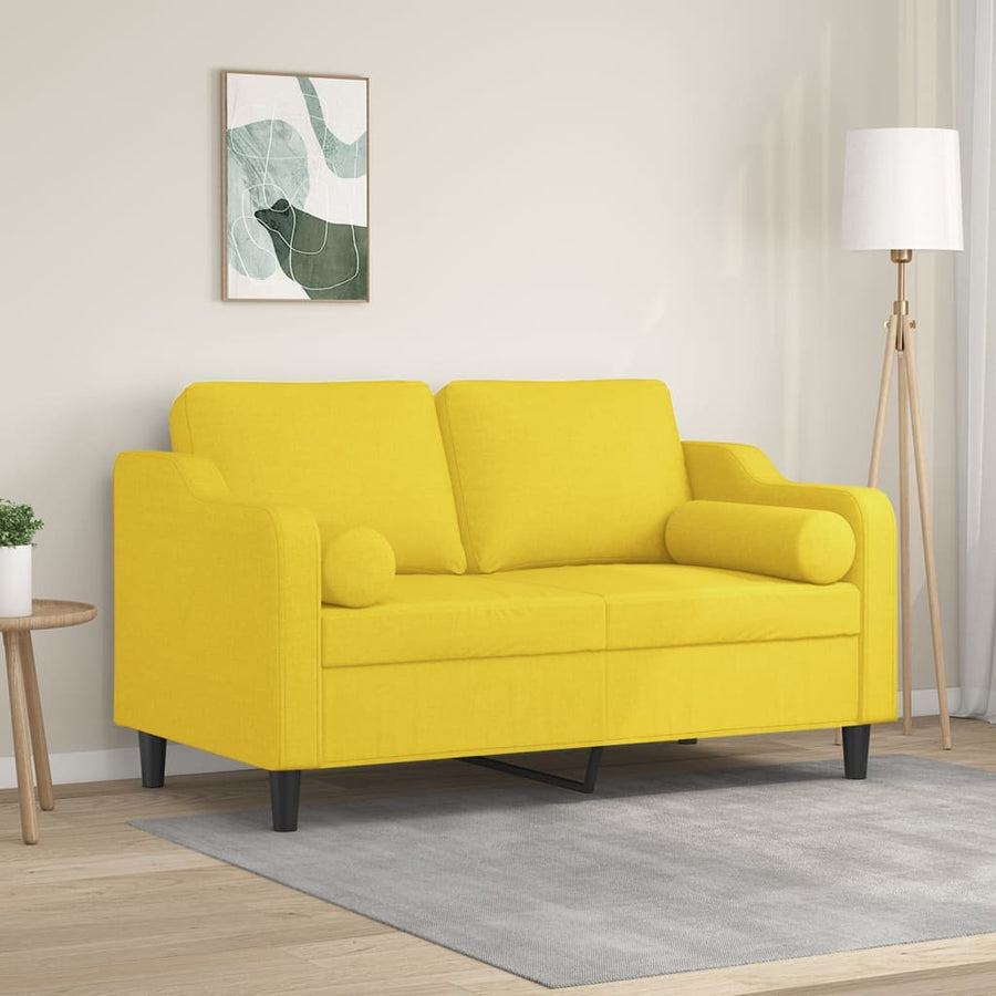 Tweezitsbank Met Sierkussens Stof 120 cm Lichtgeel