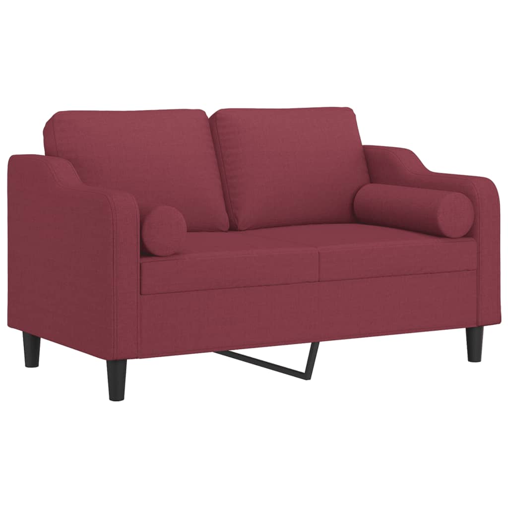 Tweezitsbank Met Sierkussens Stof 120 cm Wijnrood