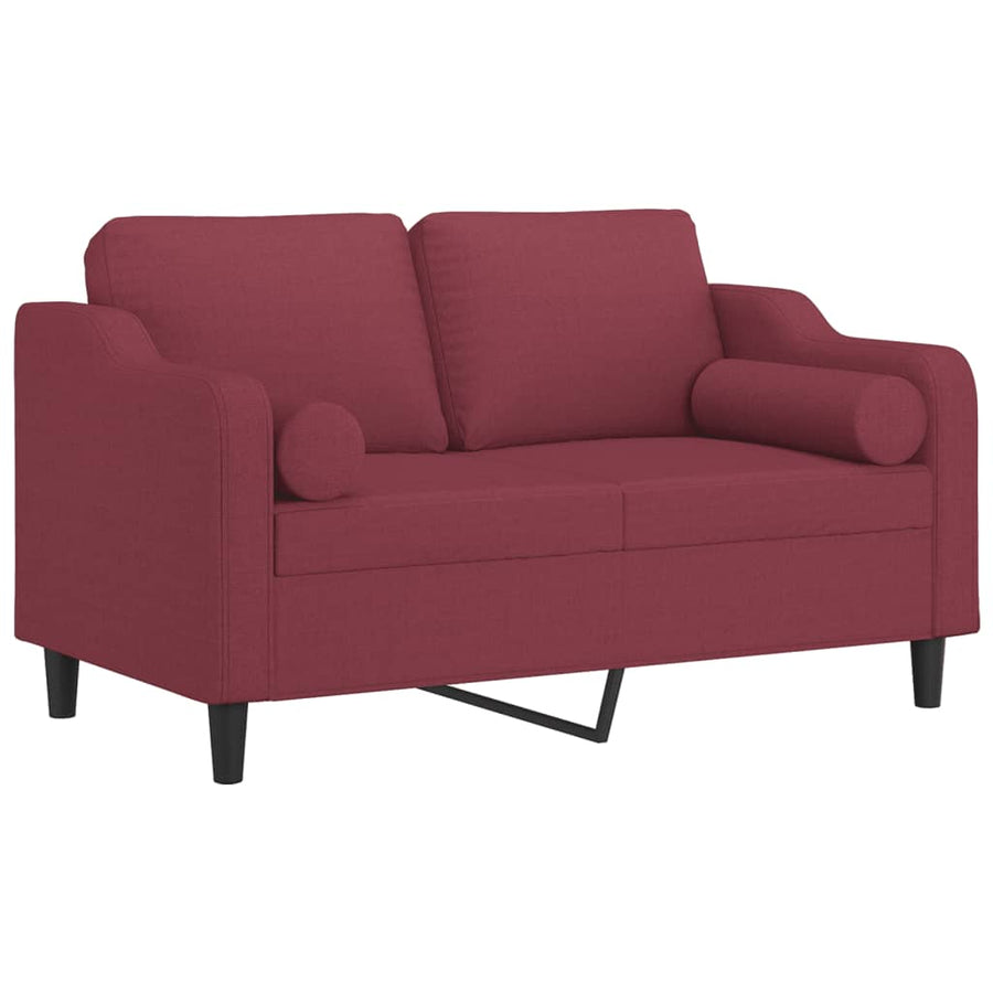 Tweezitsbank Met Sierkussens Stof 120 cm Wijnrood