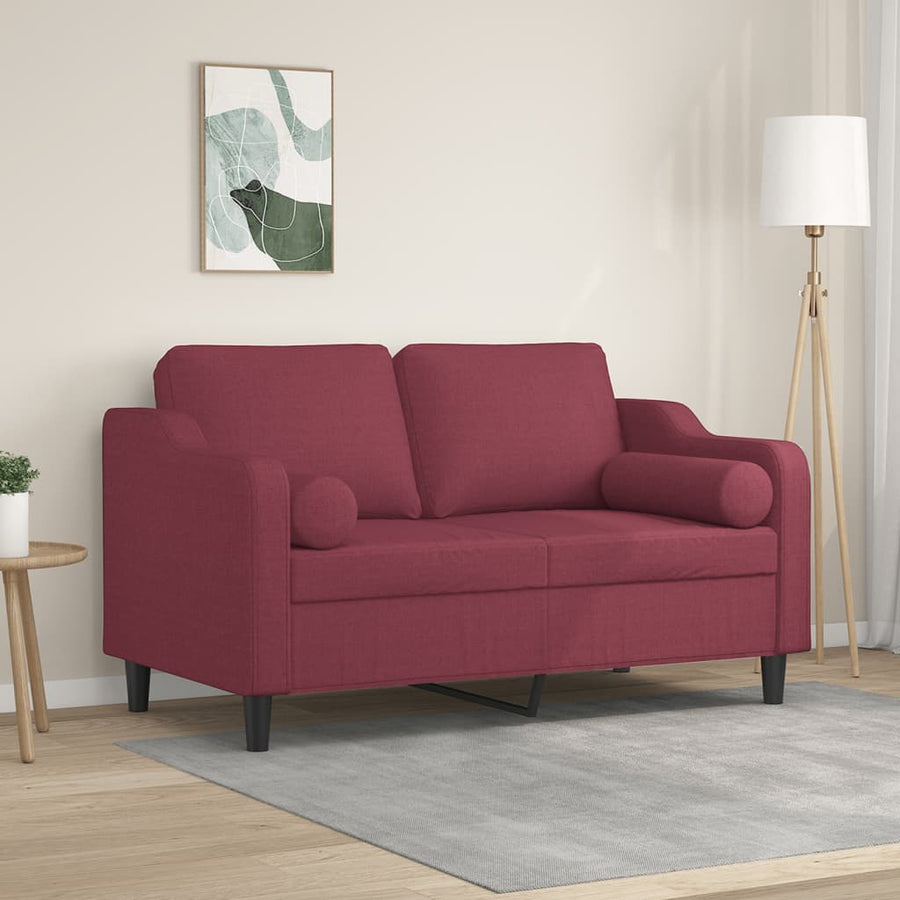 Tweezitsbank Met Sierkussens Stof 120 cm Wijnrood
