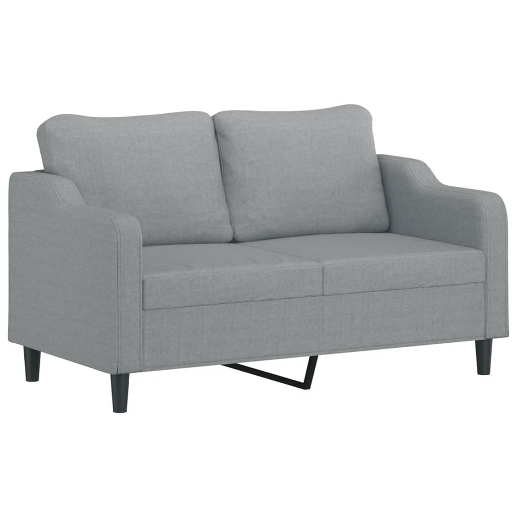 Tweezitsbank Met Sierkussens Stof 140 cm Lichtgrijs