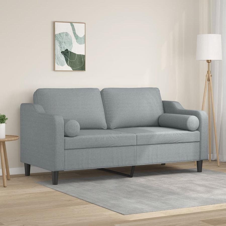 Tweezitsbank Met Sierkussens Stof 140 cm Lichtgrijs