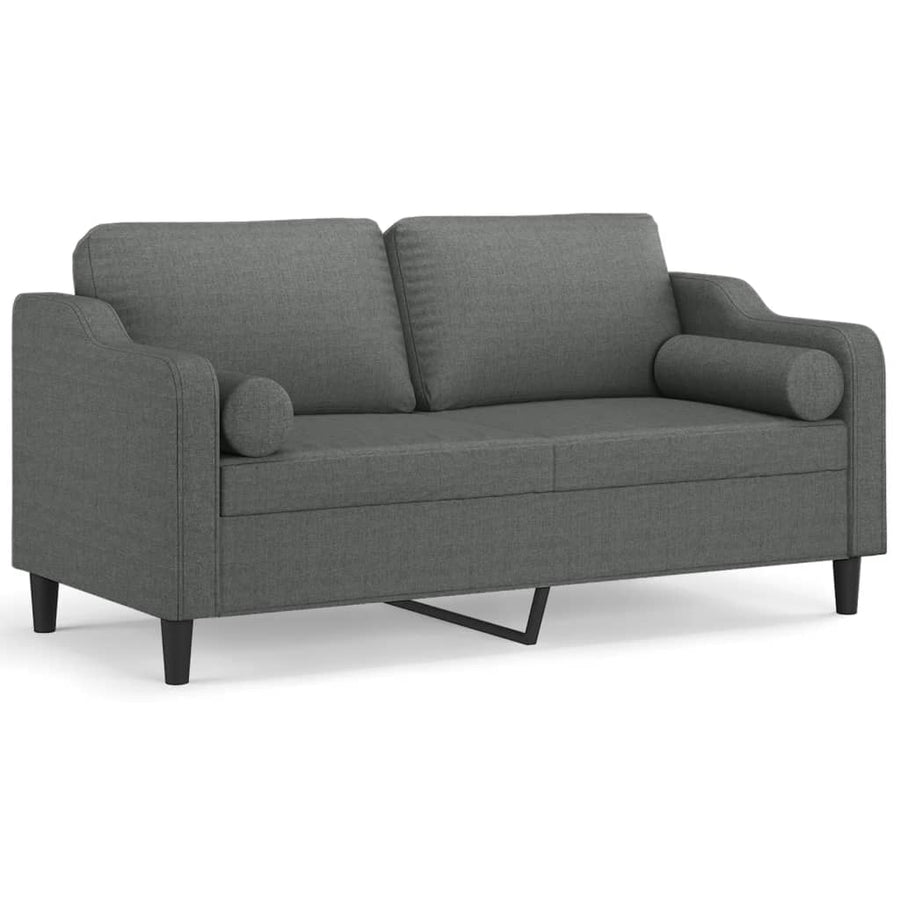 Tweezitsbank Met Sierkussens Stof 140 cm Donkergrijs