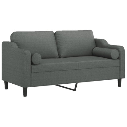 Tweezitsbank Met Sierkussens Stof 140 cm Donkergrijs