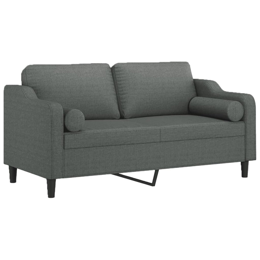 Tweezitsbank Met Sierkussens Stof 140 cm Donkergrijs