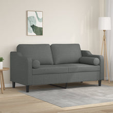 Tweezitsbank Met Sierkussens Stof 140 cm Donkergrijs