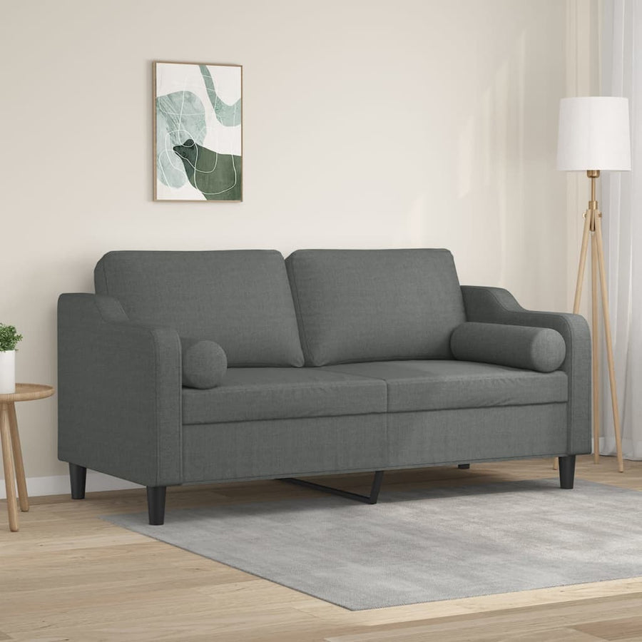 Tweezitsbank Met Sierkussens Stof 140 cm Donkergrijs