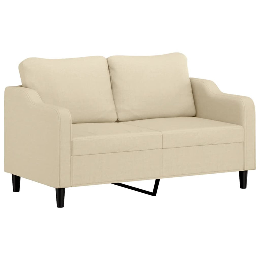 Tweezitsbank Met Sierkussens Stof Kleurig 140 cm Crème
