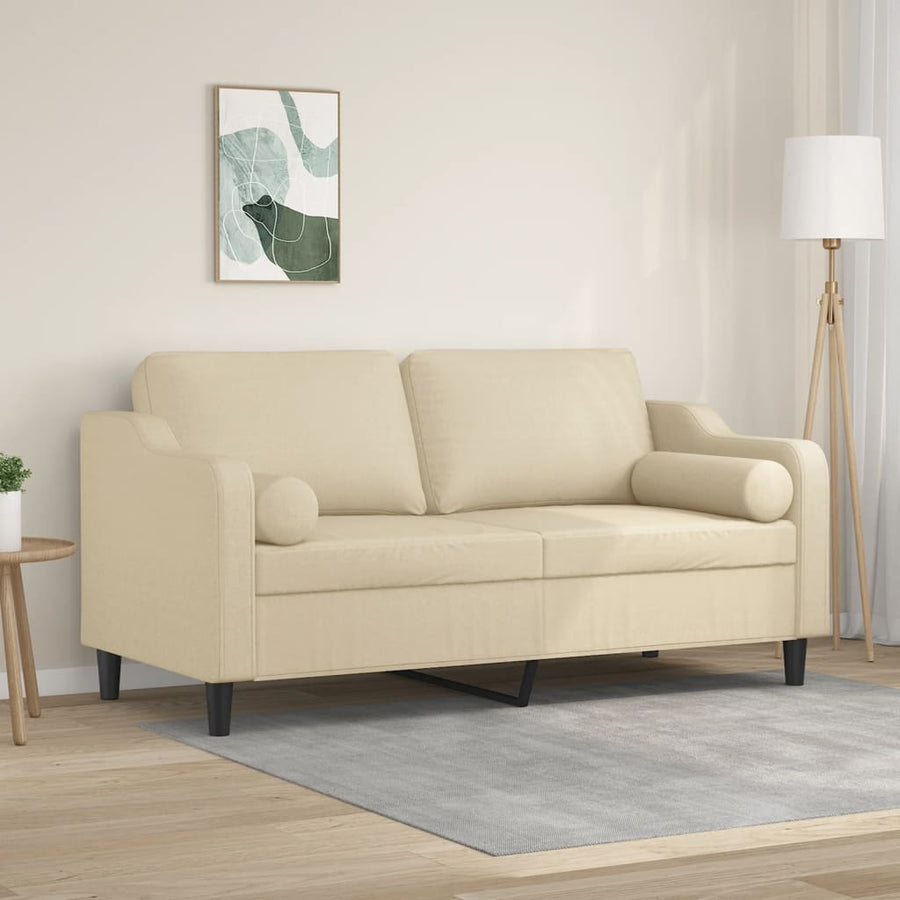 Tweezitsbank Met Sierkussens Stof Kleurig 140 cm Crème