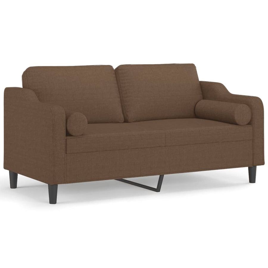 Tweezitsbank Met Sierkussens Stof 140 cm Bruin