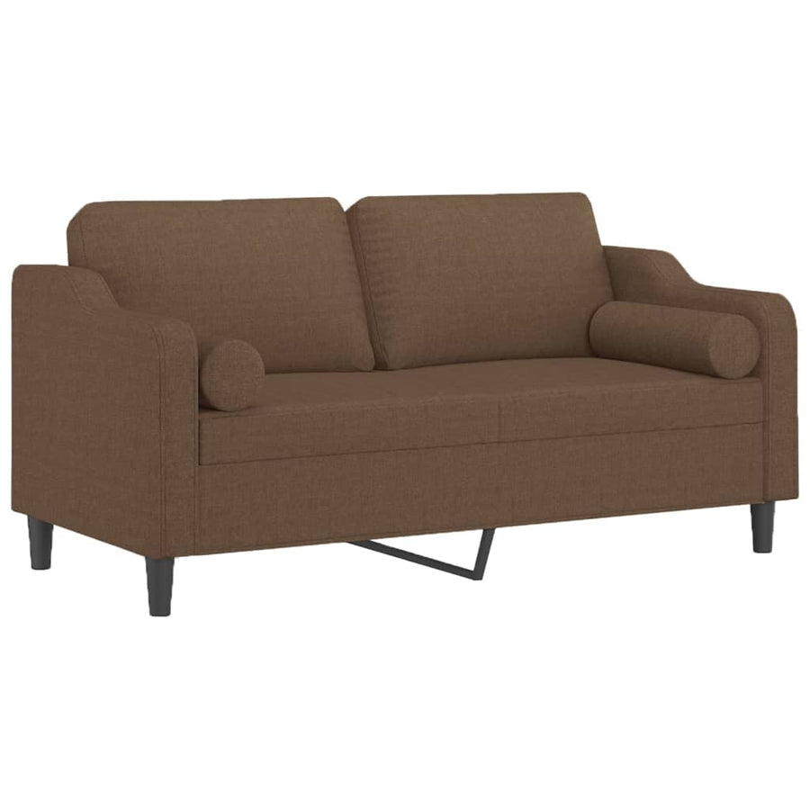 Tweezitsbank Met Sierkussens Stof 140 cm Bruin