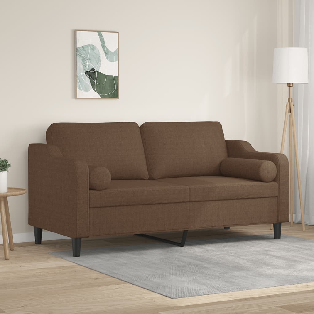 Tweezitsbank Met Sierkussens Stof 140 cm Bruin