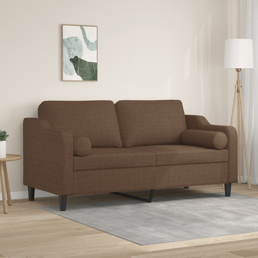 Tweezitsbank Met Sierkussens Stof 140 cm Bruin