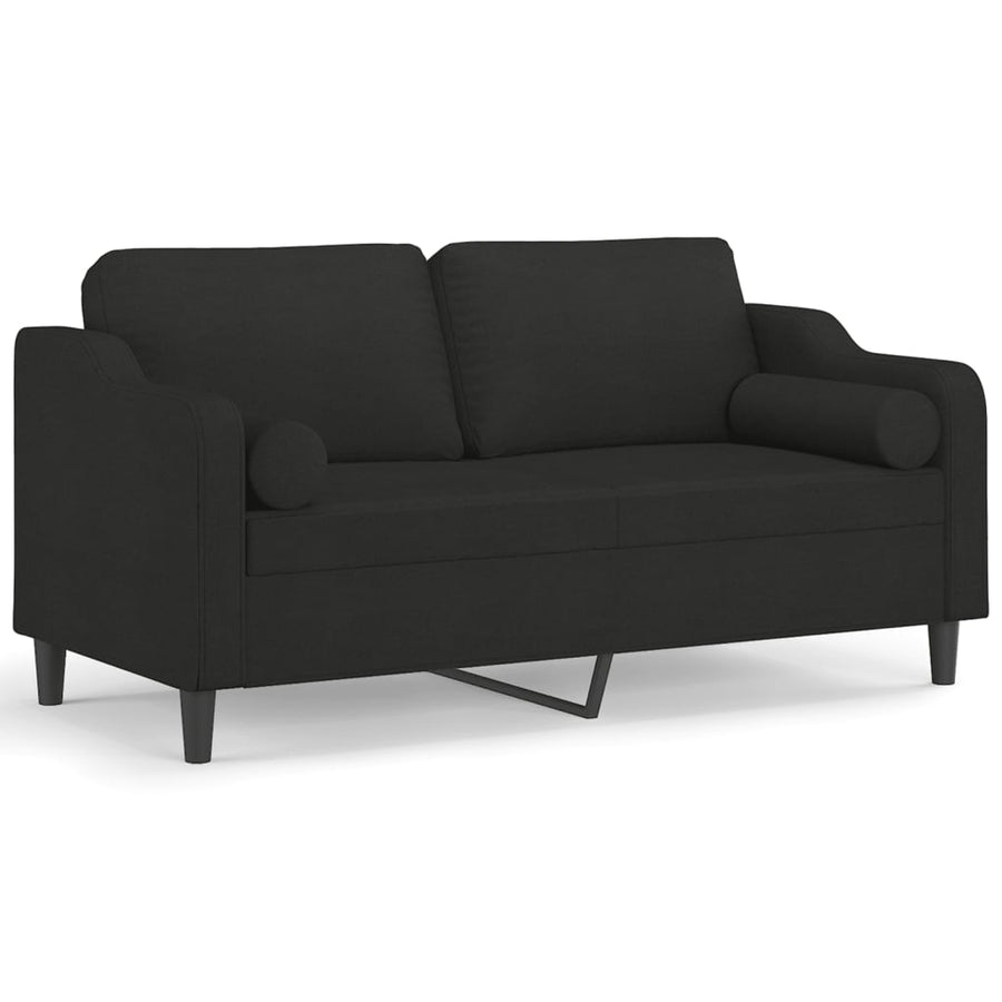Tweezitsbank Met Sierkussens Stof 140 cm Zwart