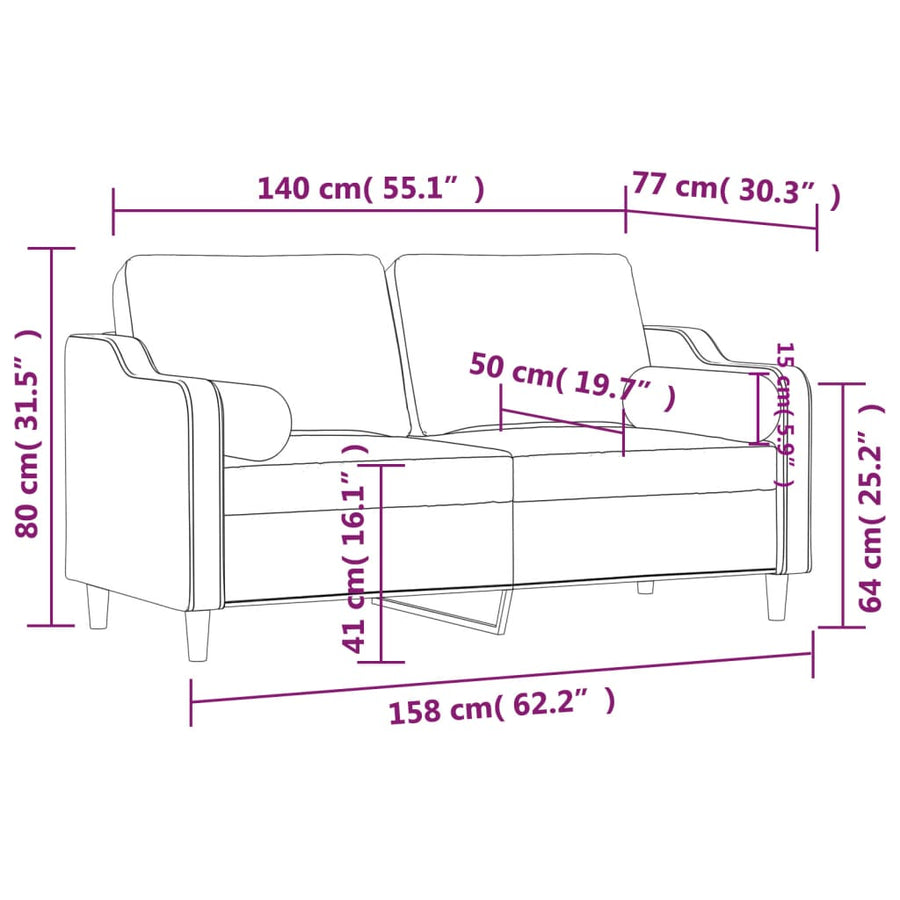 Tweezitsbank Met Sierkussens Stof 140 cm Zwart