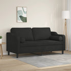 Tweezitsbank 140 cm stof zwart met sierkussens