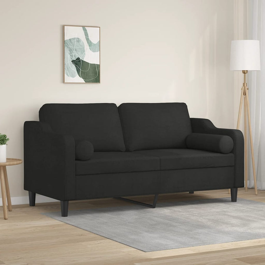 Tweezitsbank Met Sierkussens Stof 140 cm Zwart