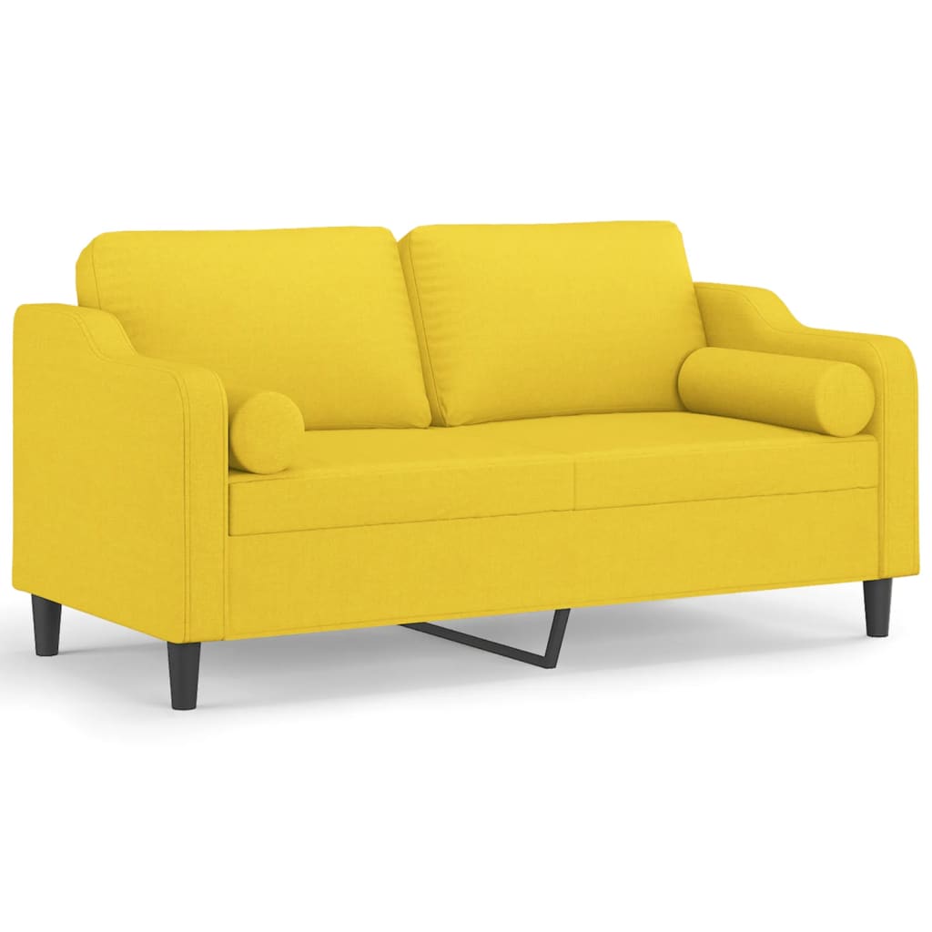 Tweezitsbank Met Sierkussens Stof 140 cm Lichtgeel