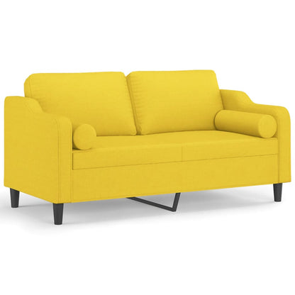 Tweezitsbank Met Sierkussens Stof 140 cm Lichtgeel