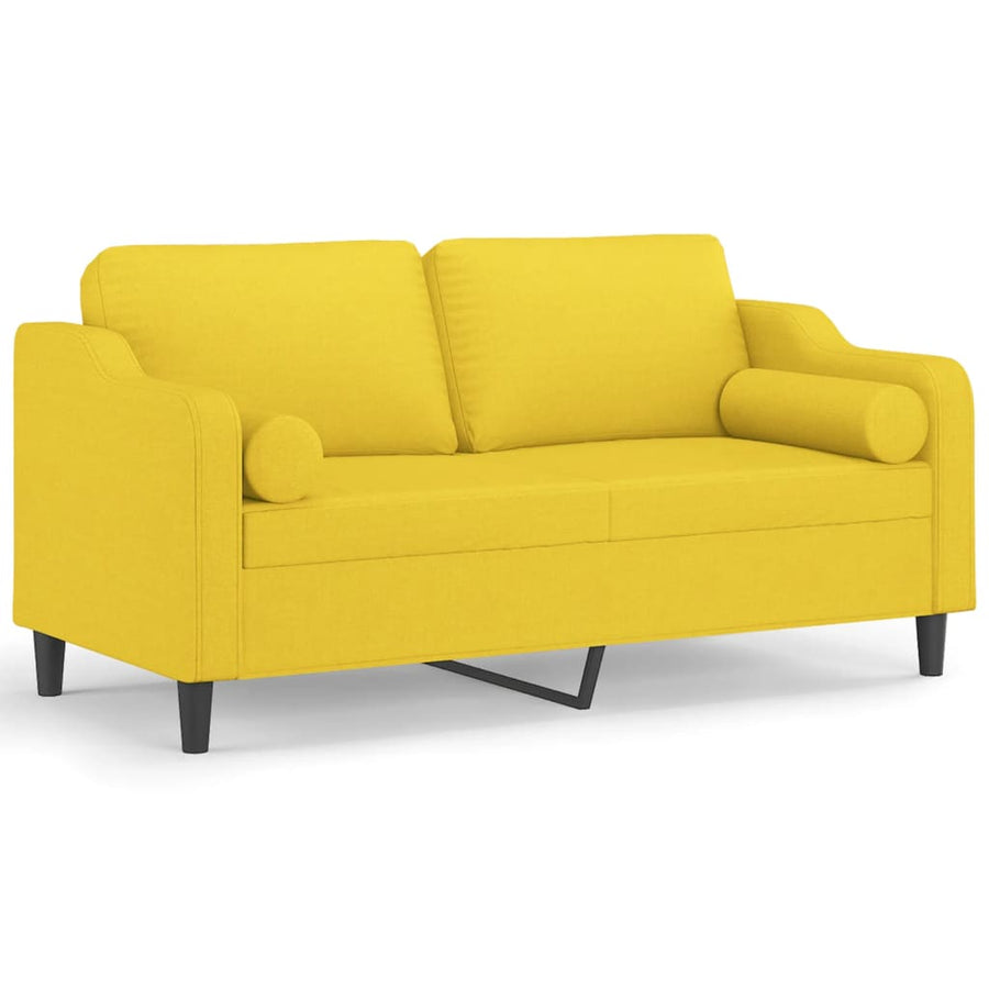 Tweezitsbank Met Sierkussens Stof 140 cm Lichtgeel