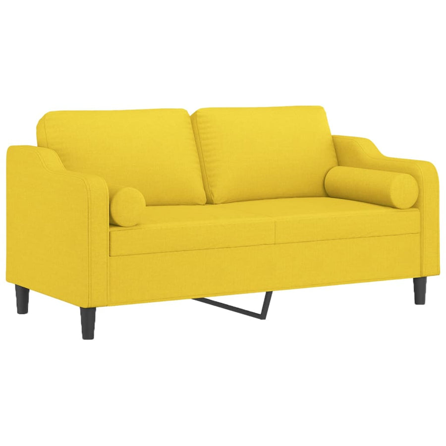 Tweezitsbank Met Sierkussens Stof 140 cm Lichtgeel
