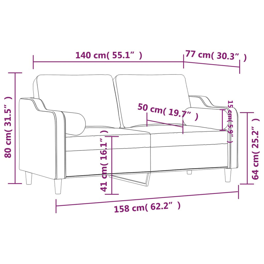 Tweezitsbank Met Sierkussens Stof 140 cm Lichtgeel