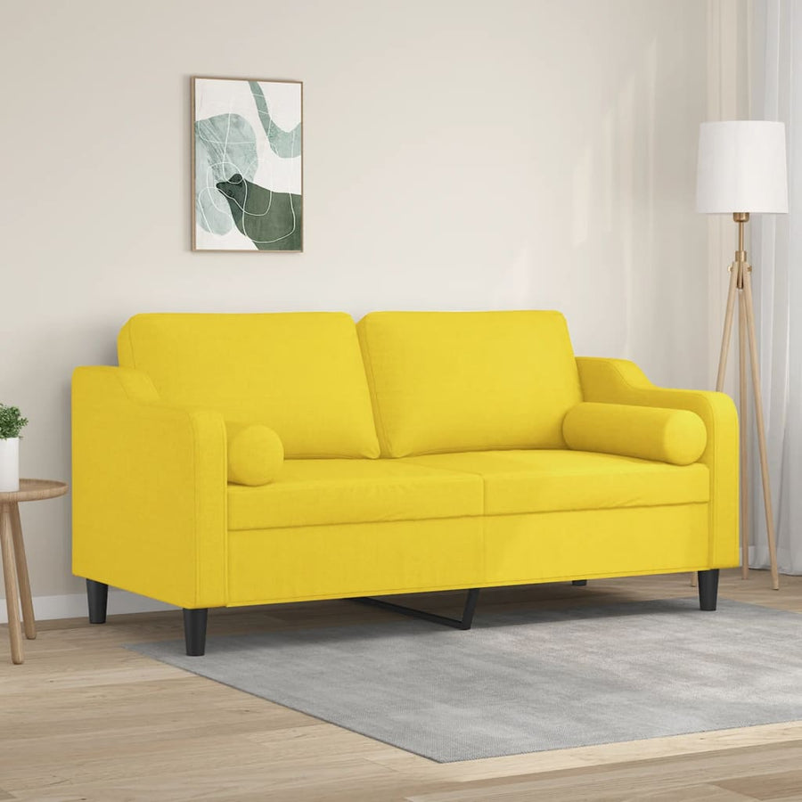 Tweezitsbank Met Sierkussens Stof 140 cm Lichtgeel
