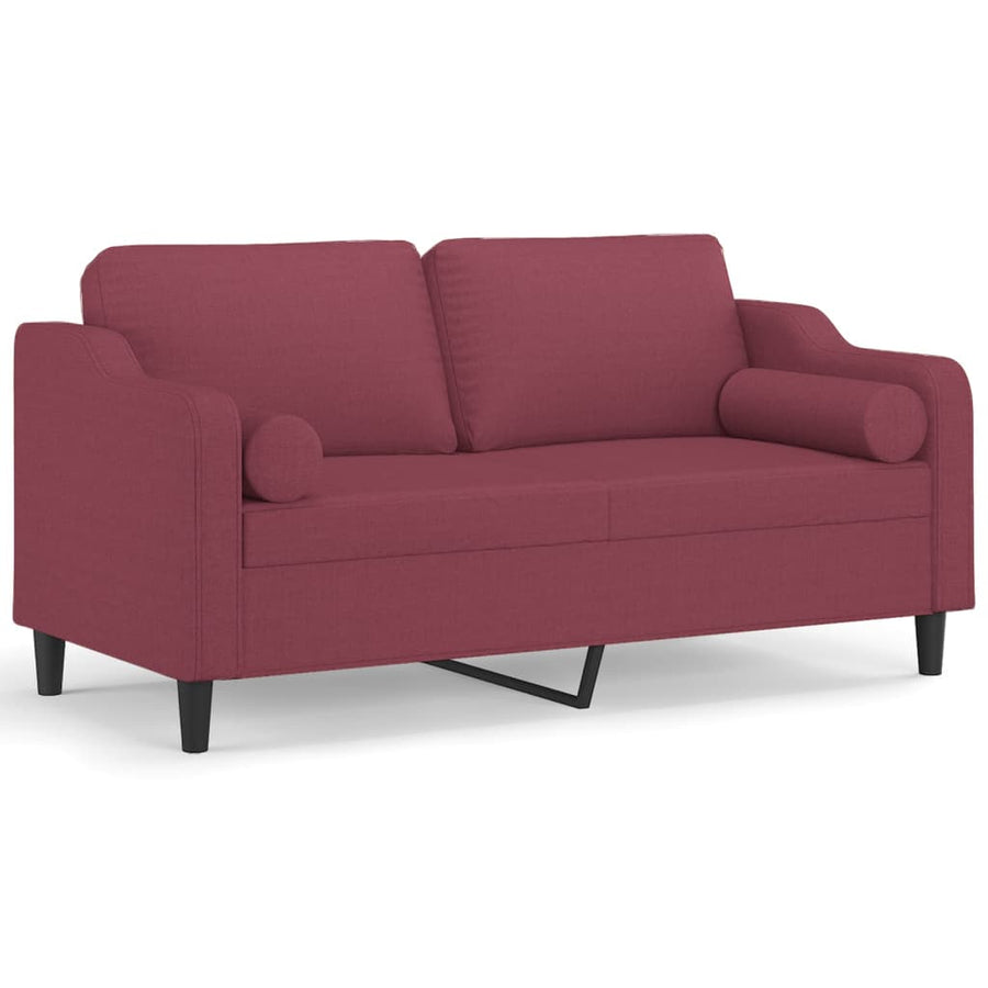 Tweezitsbank Met Sierkussens Stof 140 cm Wijnrood