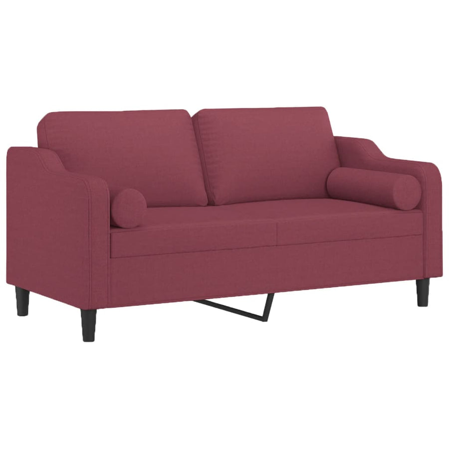 Tweezitsbank Met Sierkussens Stof 140 cm Wijnrood