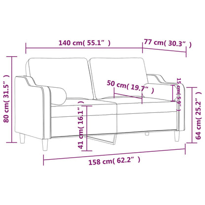 Tweezitsbank Met Sierkussens Stof 140 cm Wijnrood