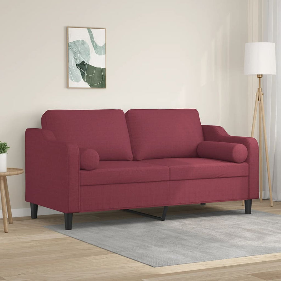 Tweezitsbank Met Sierkussens Stof 140 cm Wijnrood
