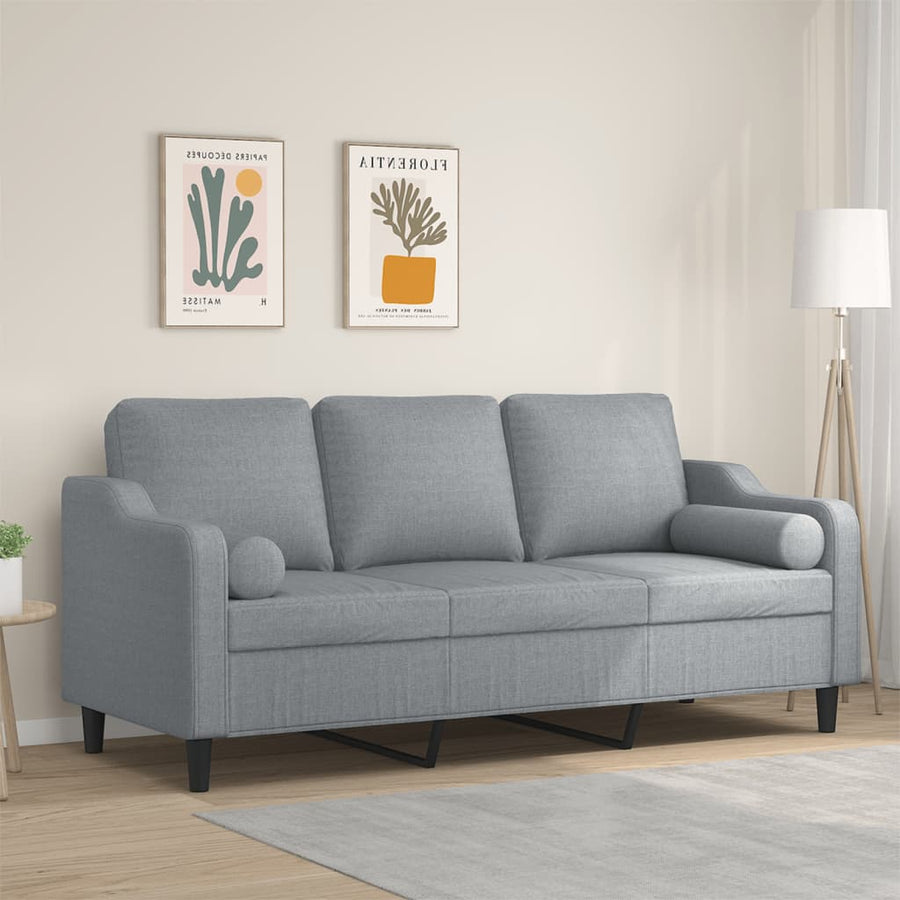 Driezitsbank Met Sierkussens Stof 180 cm Lichtgrijs