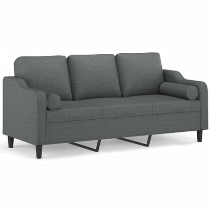 Driezitsbank Met Sierkussens Stof 180 cm Donkergrijs