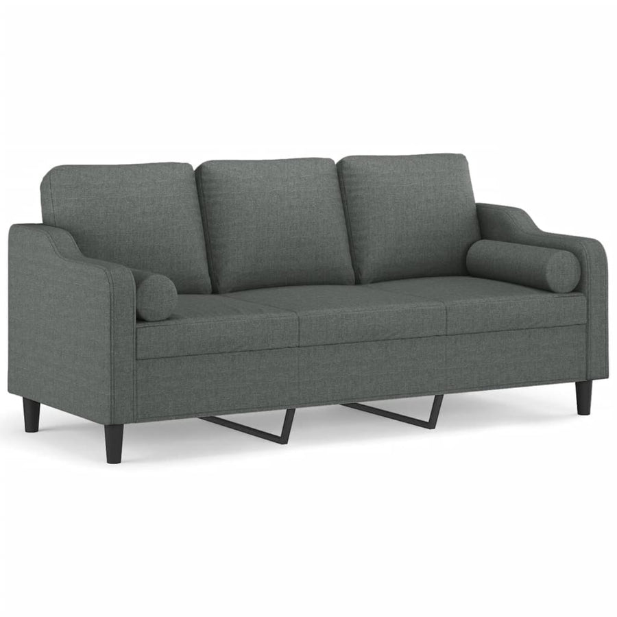 Driezitsbank Met Sierkussens Stof 180 cm Donkergrijs