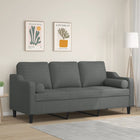 Three-seater sofa with decorative cushions 180 cm fabric dark grey