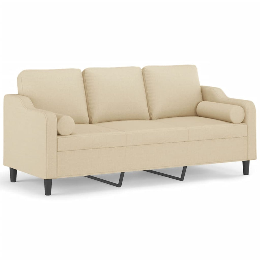 Driezitsbank Met Sierkussens Stof Kleurig 180 cm Crème