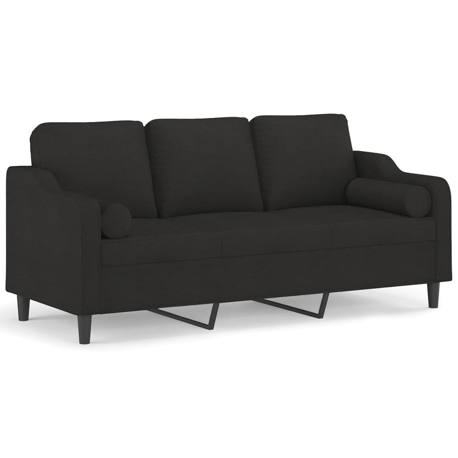 Driezitsbank Met Sierkussens Stof 180 cm Zwart